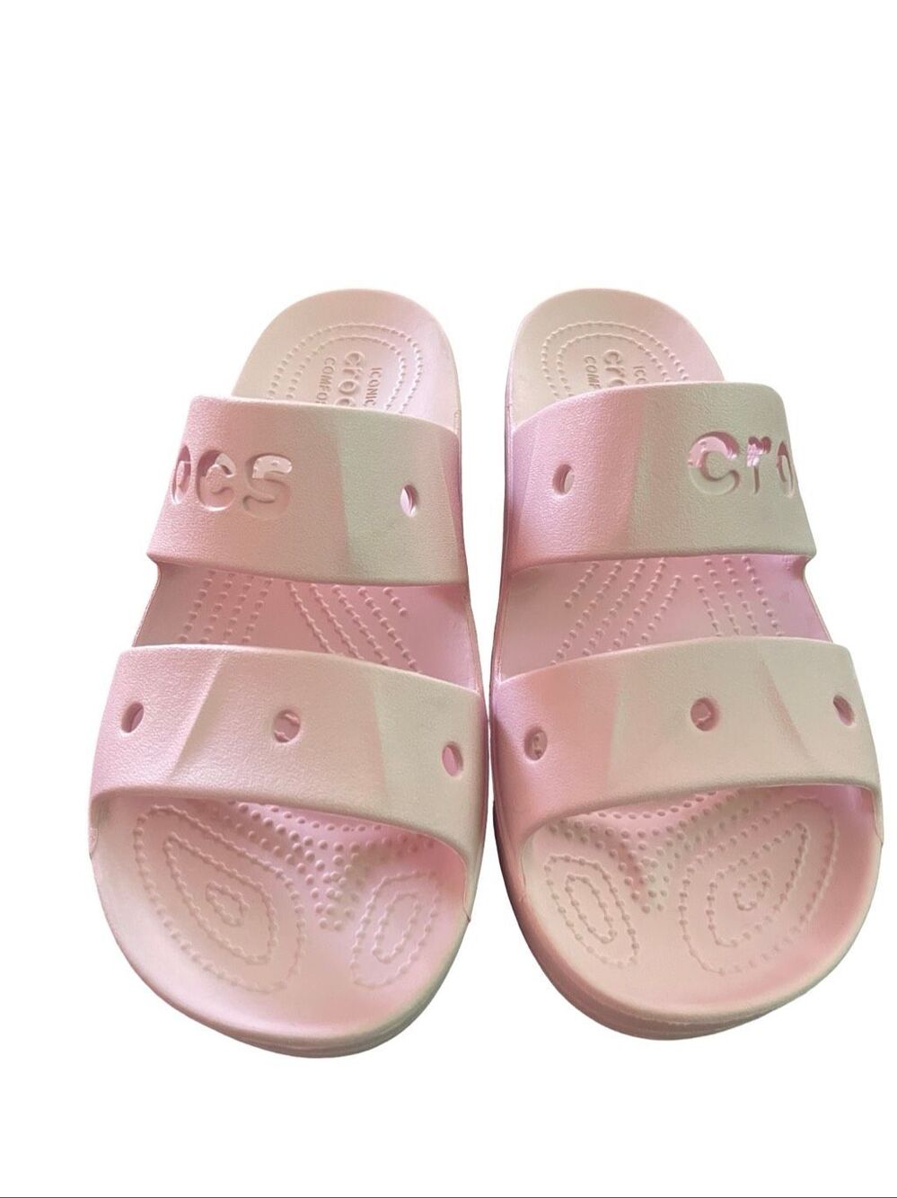 Crocs Women's Light Pink Baya Platform Double-Strap Slide Sandals Size 8